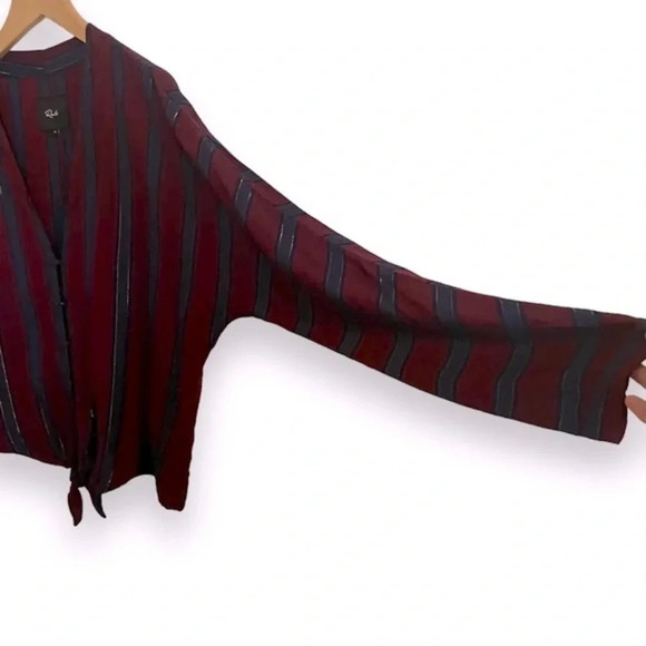 Rails Sloane Janeiro Striped Tie-Front Long Sleeve Top Size Medium - Picture 5 of 9